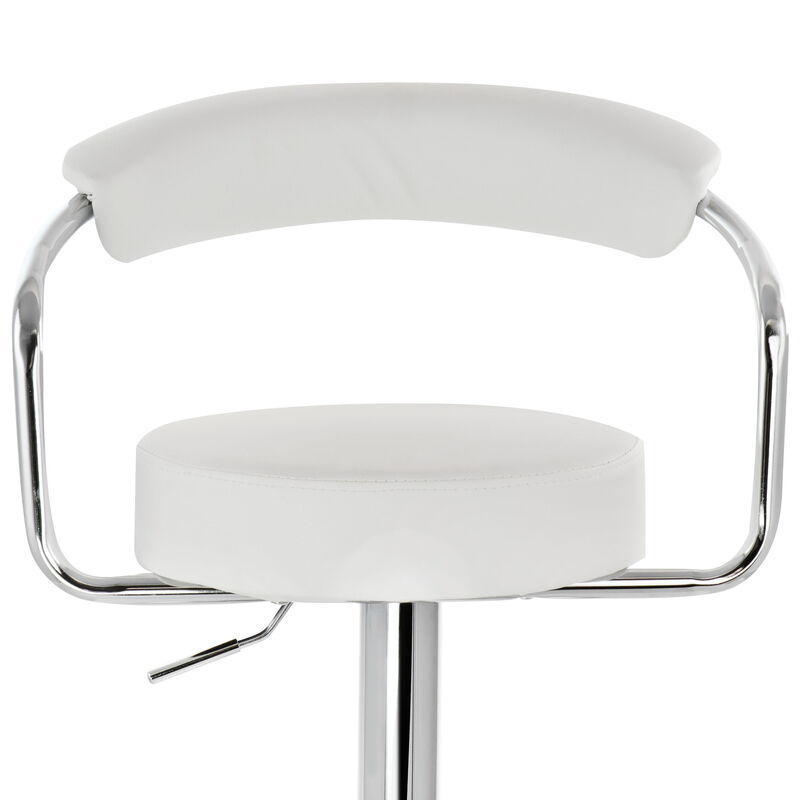 Elama 2 Piece Faux Leather Retro Adjustable Bar Stool in White with Chrome Handles and Base image number 6