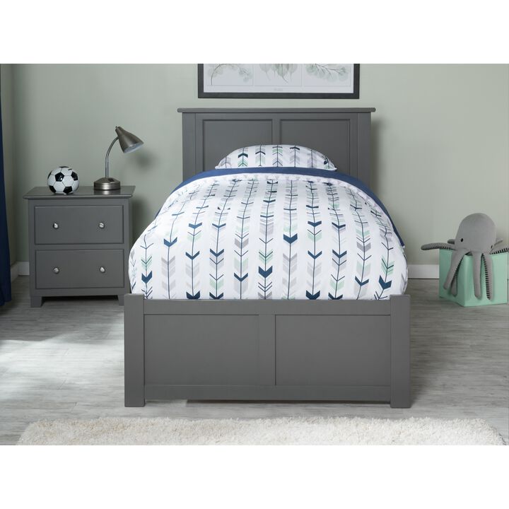 Madison Twin Extra Long Bed with Footboard and Twin Extra Long Trundle in Grey