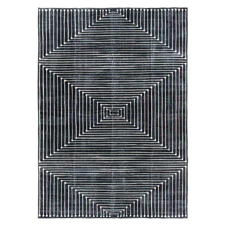 World Rug Gallery Bohemian Stripes Washable Non Slip Area Rug:  Stain & Fade-Resistant,  Low Pile,  Pet Friendly