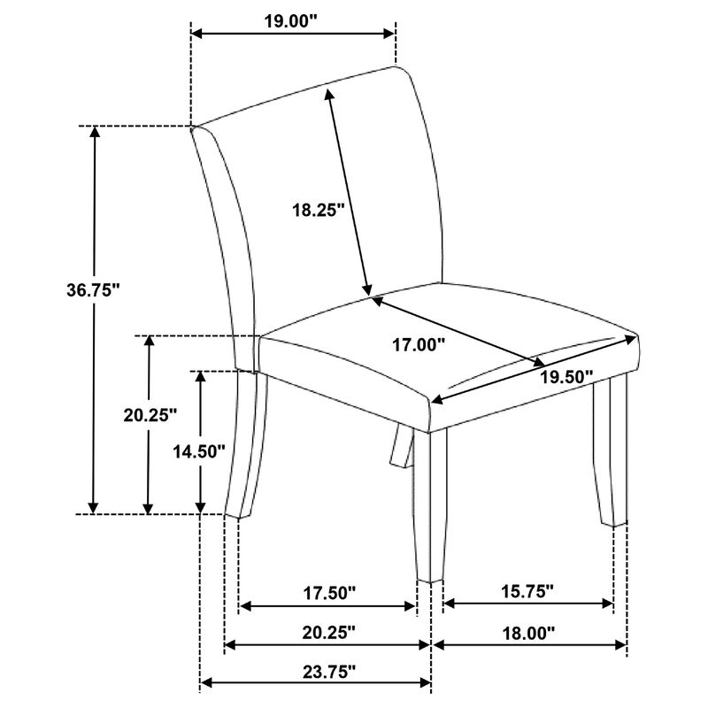 Cana Dining Side Chair Set of 2, Beige Upholstered Parsons Style, Hardwood Frame image number 7