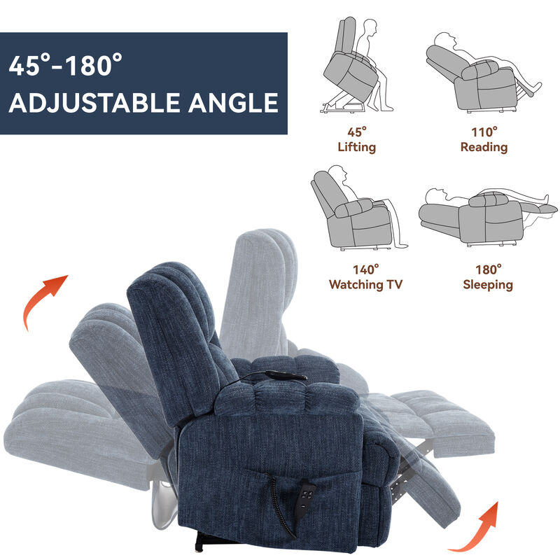 Dual Motor Heat Massage Recliners Infinite Position Electric Power Lift Recliners image number 7