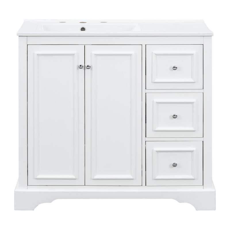 TATEUS 36-Inch Transitional Bathroom Vanity Ceramic Sink image number 0