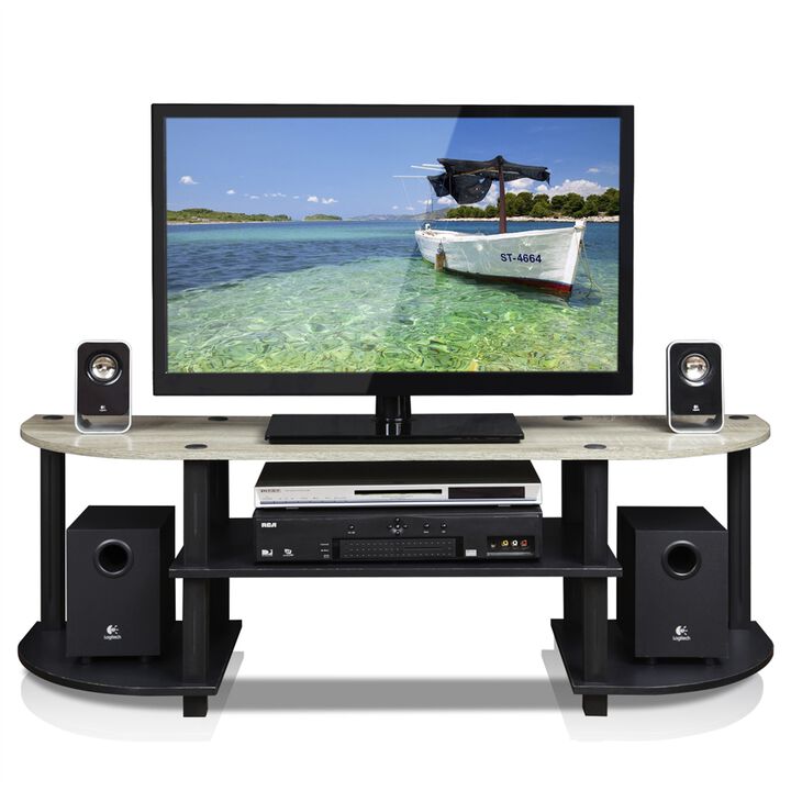 Turn-S-Tube Wide TV Entertainment Center, Oak Grey/Black