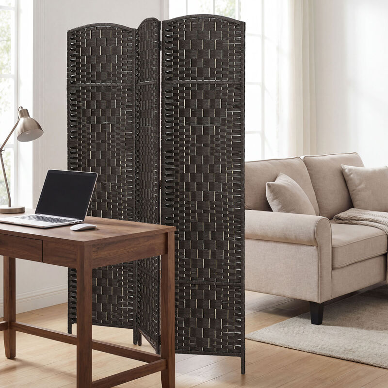 Hivvago Folding Room Divider with 3 Panels and Woven Design image number 7