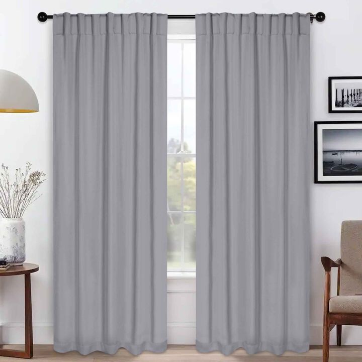 Blackout Window Curtains Set of 2 Solid Room Darkening Back Tab Panels