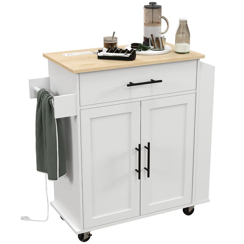Hivvago Utility Kitchen Island on Wheels with Drawer and Doors image number 0