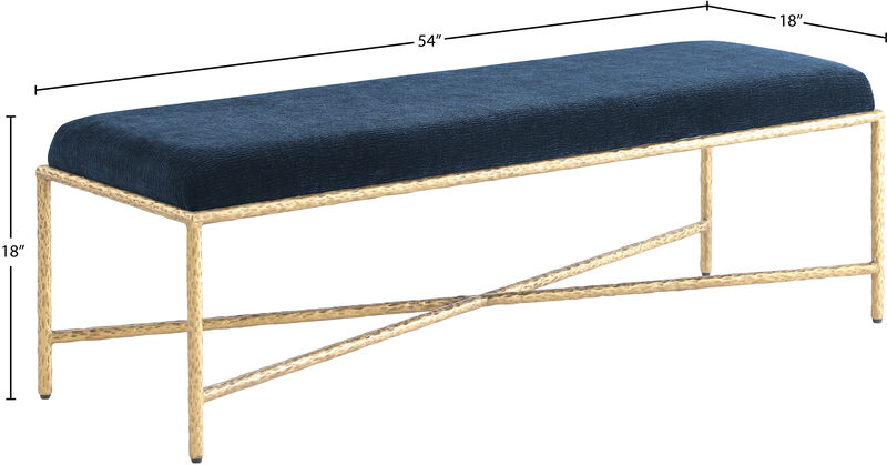Meridian Furniture Valley Navy Chenille Fabric Bench