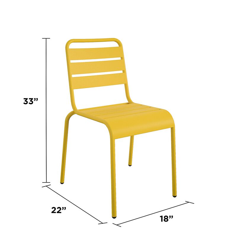 Novogratz Poolside Gossip, June Outdoor/Indoor Stacking Dining Chairs, 2-Pack, Yellow image number 3