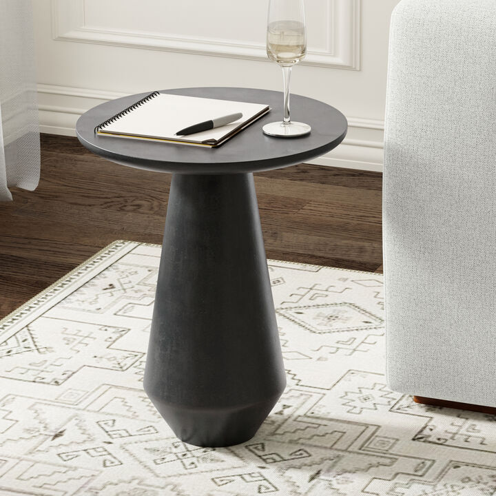 Gloria Contemporary 16 inch Wide Cast Aluminum Side Table in Graphite, Fully Assembled
