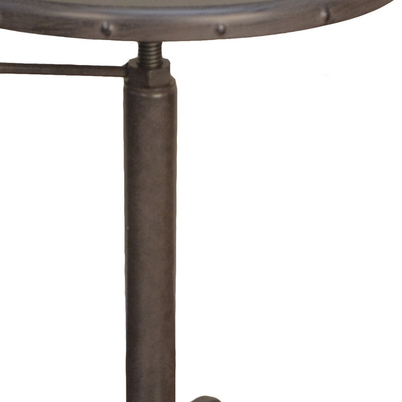 Industrial Iron Round End Table, Sturdy Accent Table for Living Room or Bedroom