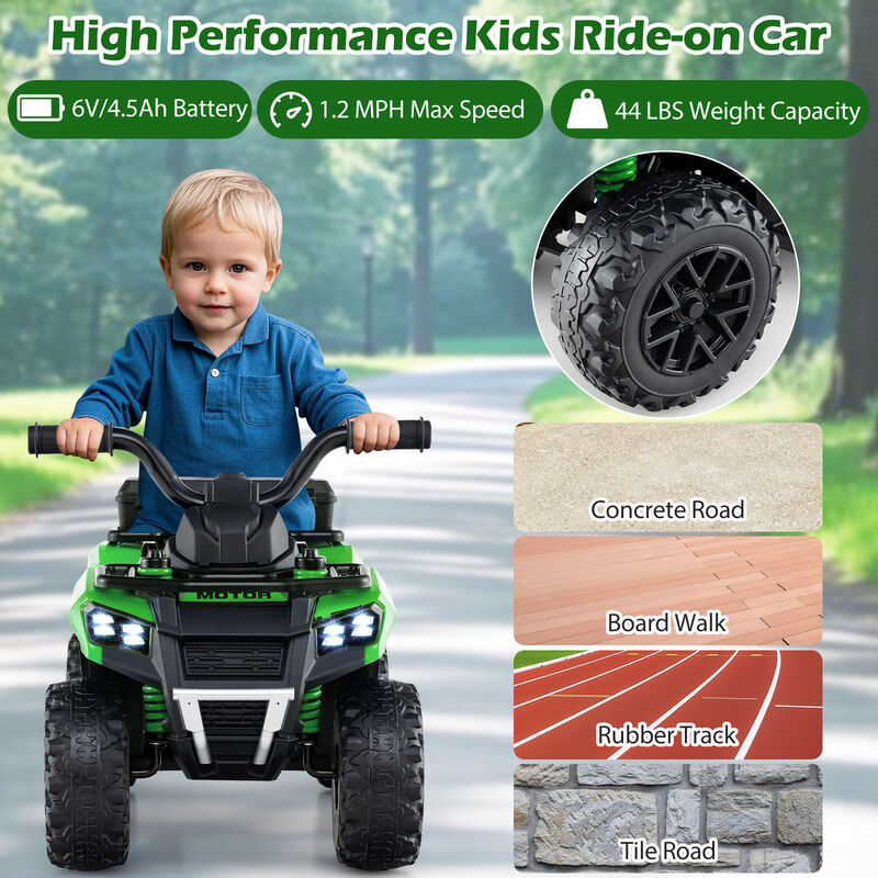 6V Electric Kids Ride-On ATV with Spray Feature, Storage Box and Music image number 5