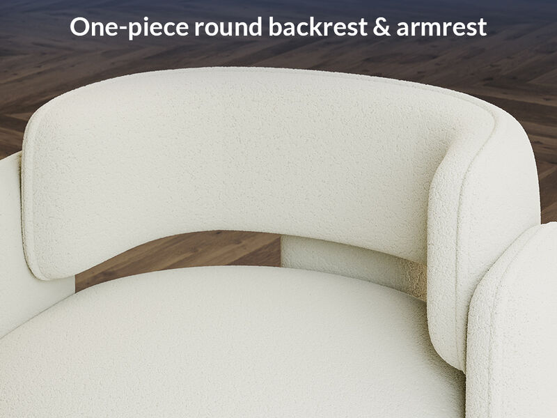 BELLEZE Modern Sherpa Accent Chair, Sherpa Boucle Chair Barrel Accent Chair Comfy Round Upholstered Armchair Side Corner Chair for Living Room, Bedrooms, Office, Reading Nook - Quinton (White)