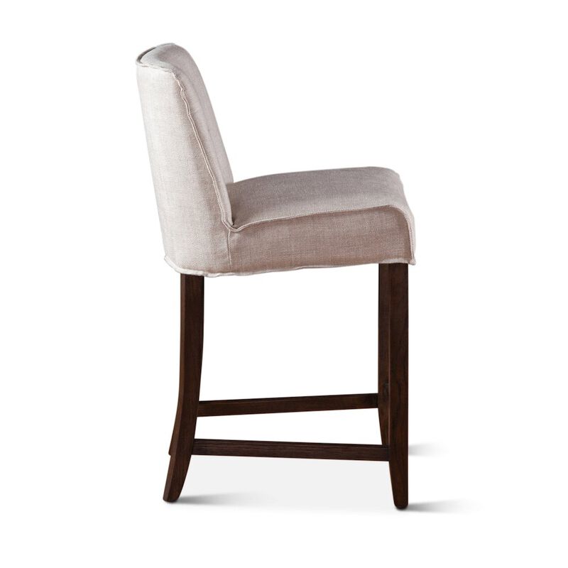 World Interiors Avery Counter Chair in White Linen with Dark Legs