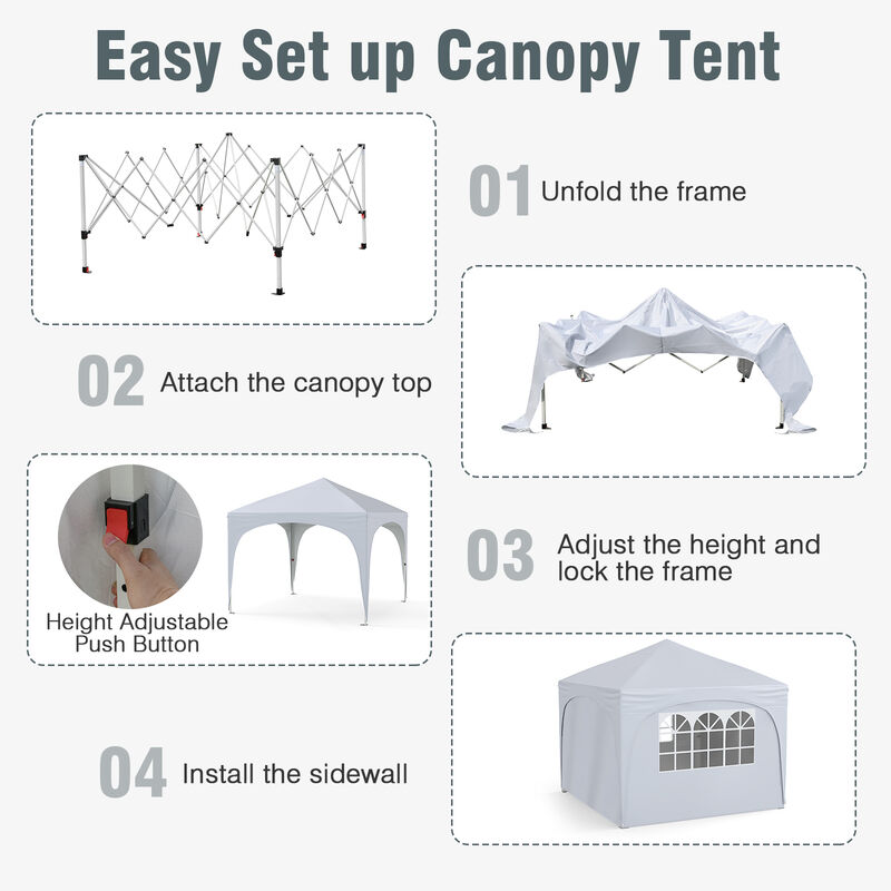 Outdoor Pop-Up Tent with 4 Detachable Side Panels &ndash; Folding Canopy for Patio, Garden, Market