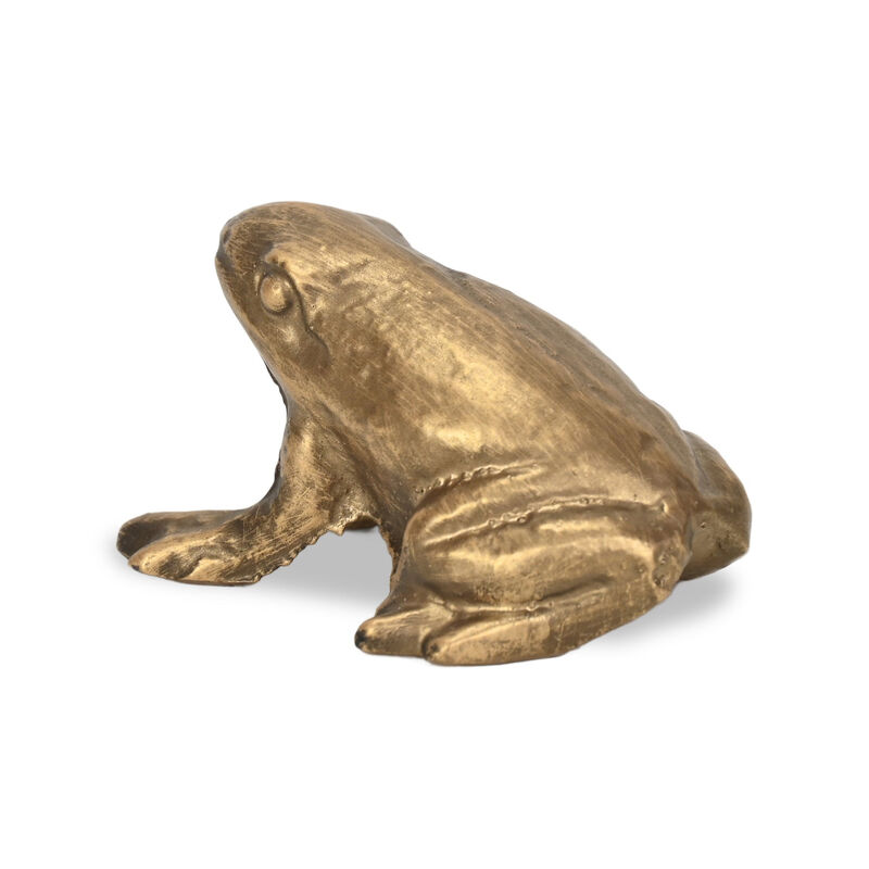 HomeRoots 3" Antiqued Gold Cast Iron Frog Figurine image number 4