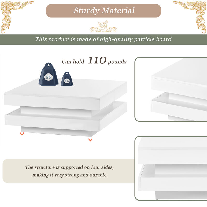 Merax 2-Tier Square Coffee Table