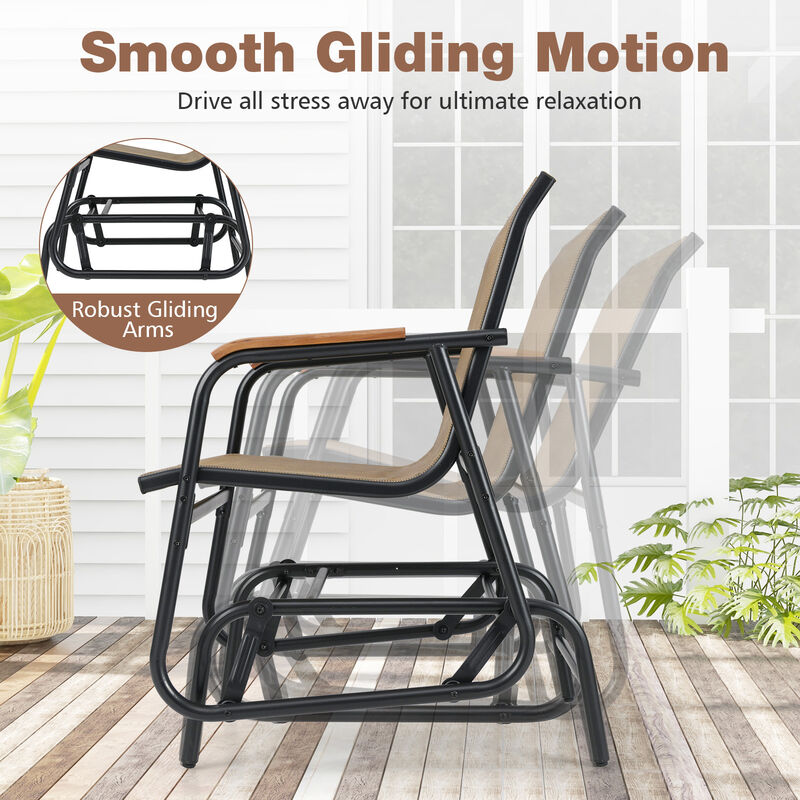 3-Piece Metal Glider Bistro Set – Smooth Rocking Motion Chairs & Side Table for Balcony or Deck