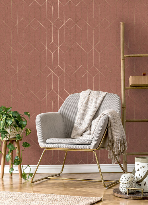 Hayden Raspberry Concrete Trellis Wallpaper