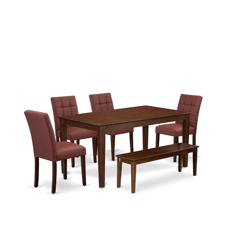 6 Piece Mid Century Modern Dining Set consists A Mid Century Table