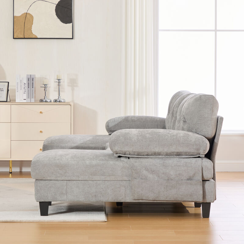 103.5" Chenille U Sectional Couch, Dual Chaise Lounge Sofa