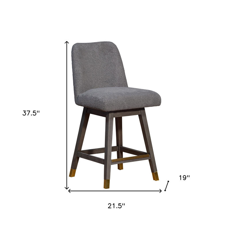 HomeRoots 26" Gray Solid Wood Counter Height Swivel Bar Chair image number 6