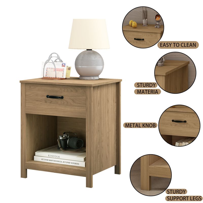 Assembled Wood Nightstand 1-Drawer 1-Shelf image number 5