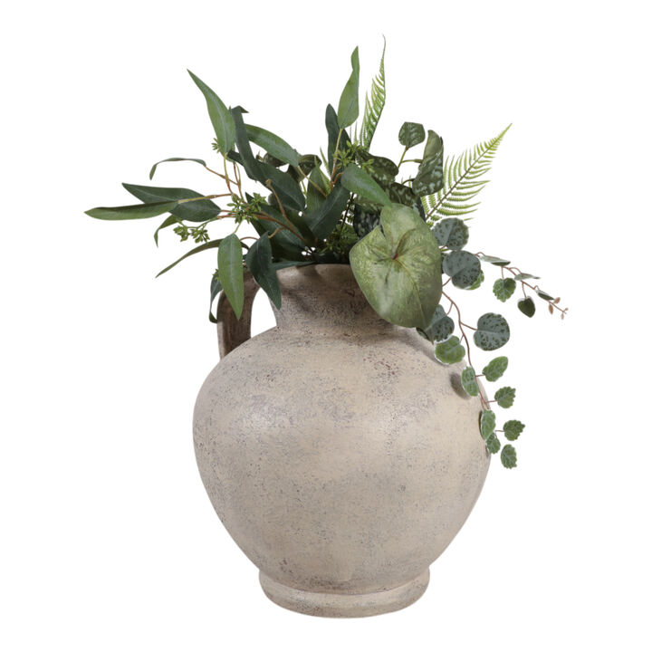 15x13" Terracotta Pitcher Vase, Ivory