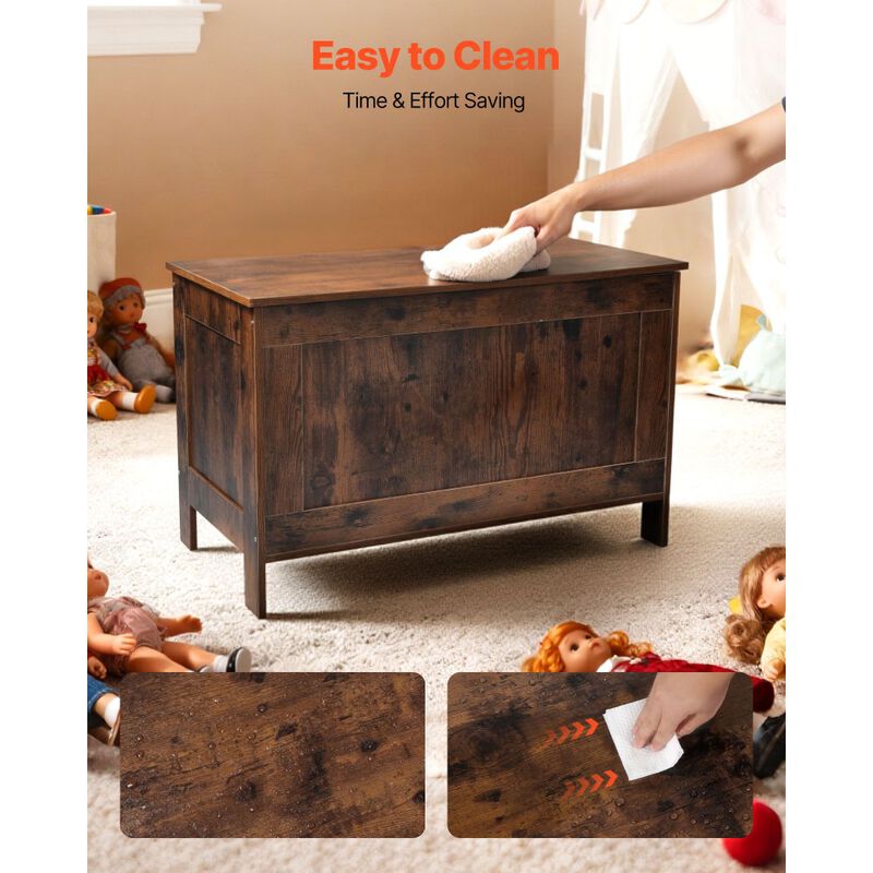 Retro Kids Storage Bench with Hidden Toy Box for Bedroom and Playroom-Brown image number 3
