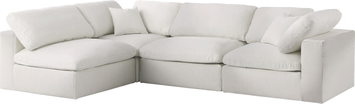 Meridian Furniture Serene Cream Linen Textured Fabric Deluxe Comfort Modular Sectional