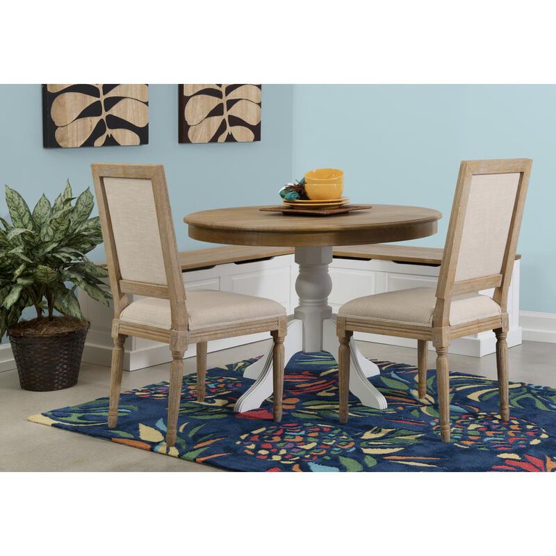 Linon Tobin Backless Two Tone Breakfast Nook, Natural And White