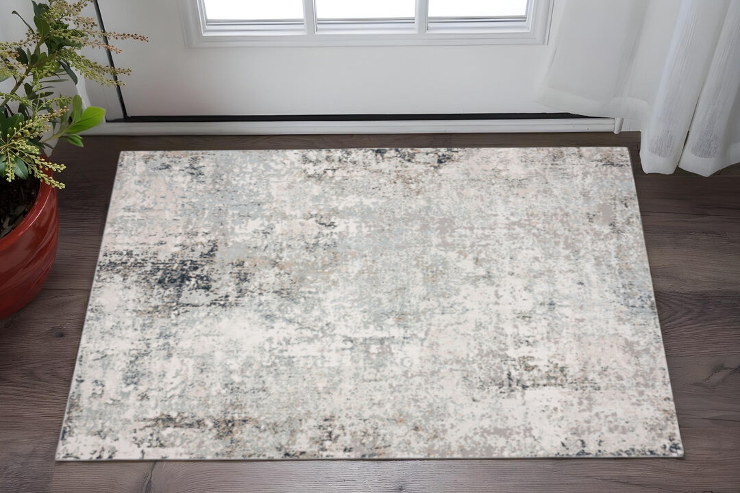 HomeRoots Abstract Distressed Stain Resistant Area Rug