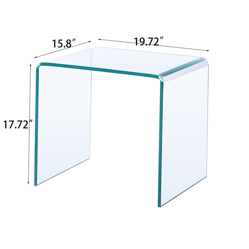 Small Clear Glass Side & End Table, Tempered Glass End Table Small Coffee Table