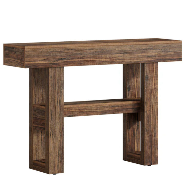 Narrow 2-Tier Console Table, Sofa Entryway Table with Storage Shelf