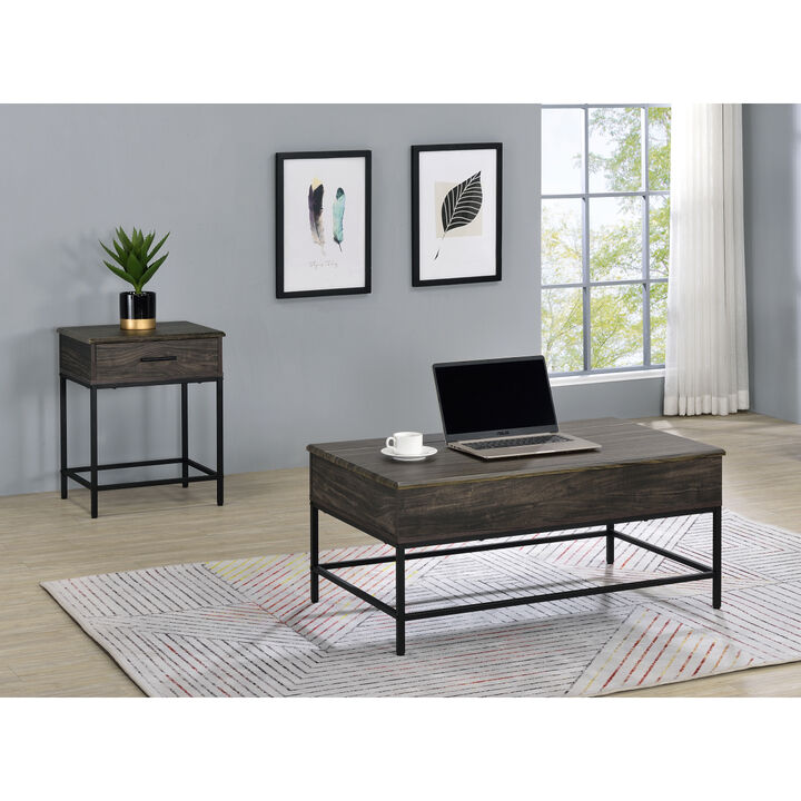 Cliff 2 Piece Brown MDF Lift Top Coffee and End Table Set