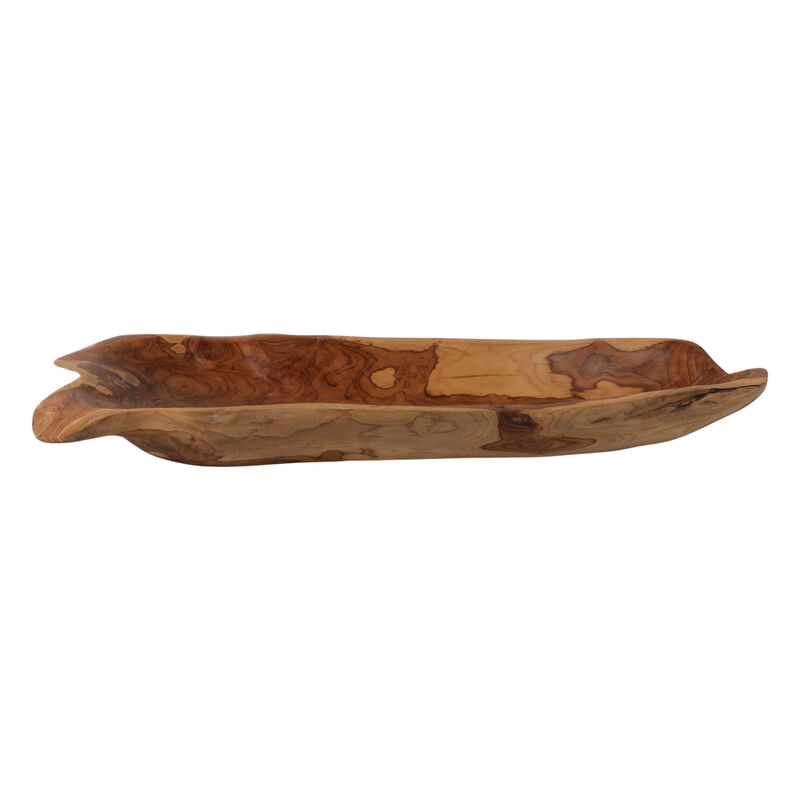 39" Teak Wood Long Bowl, Natural image number 3
