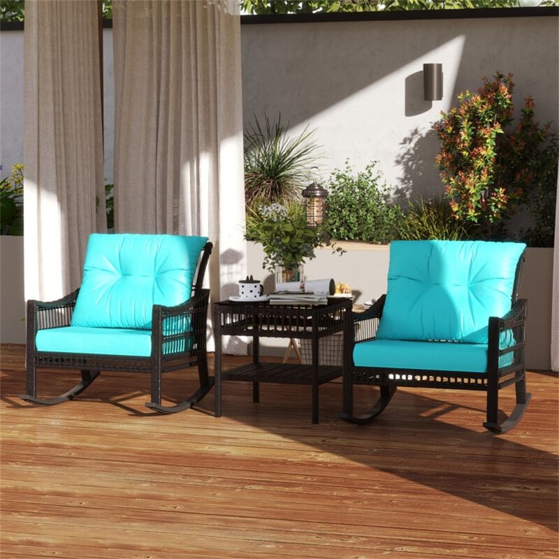 Outdoor Rattan Rocking Chair with Coffe Table Outdoor Seating image number 5