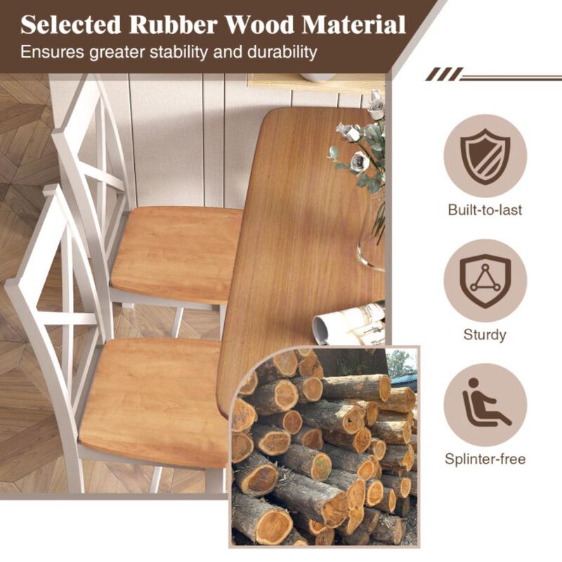 Hivvago Wooden Dining Chairs Set of 2 with High Back and Rubber Wood Frame