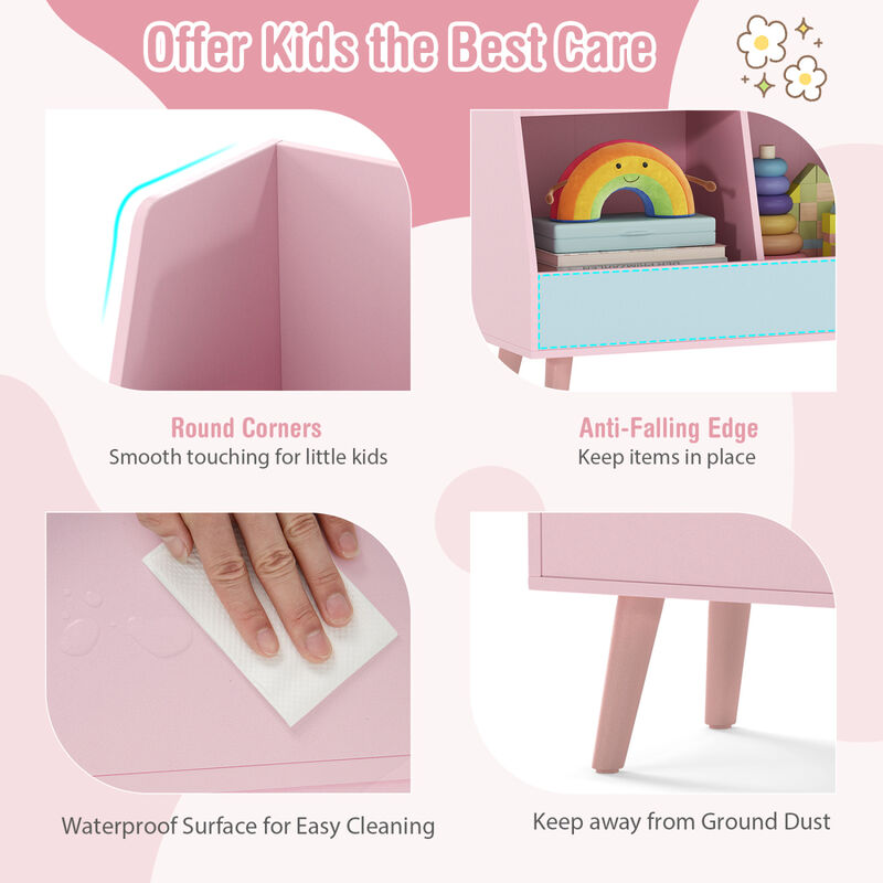 5 Cube Toy Storage Organizer and Kids Bookshelf with Anti Tipping Kits for Bedroom image number 6