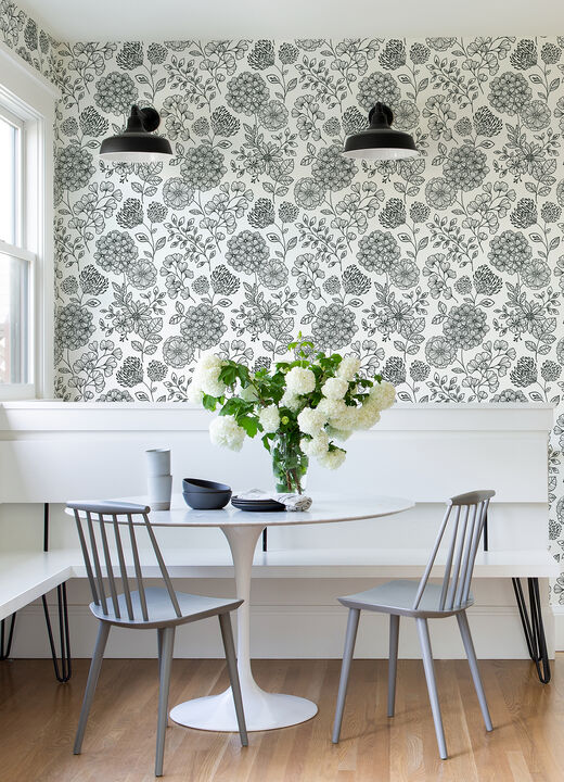 Ada Black Floral Wallpaper