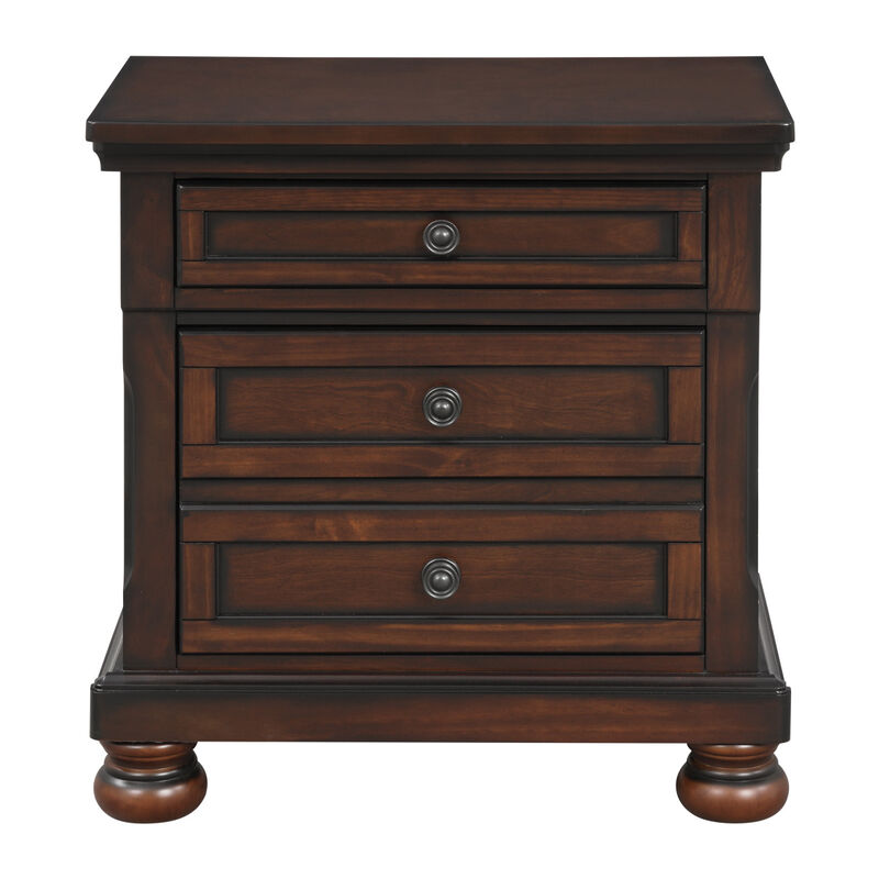 Streamdale Classic Nightstand, Brown Finish, Birch Veneer