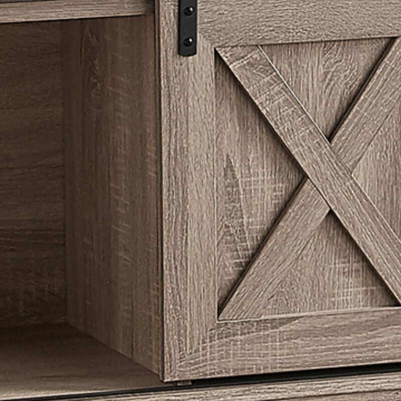 HomeRoots 59" Deep Taupe Cabinet Enclosed Storage TV Stand image number 2