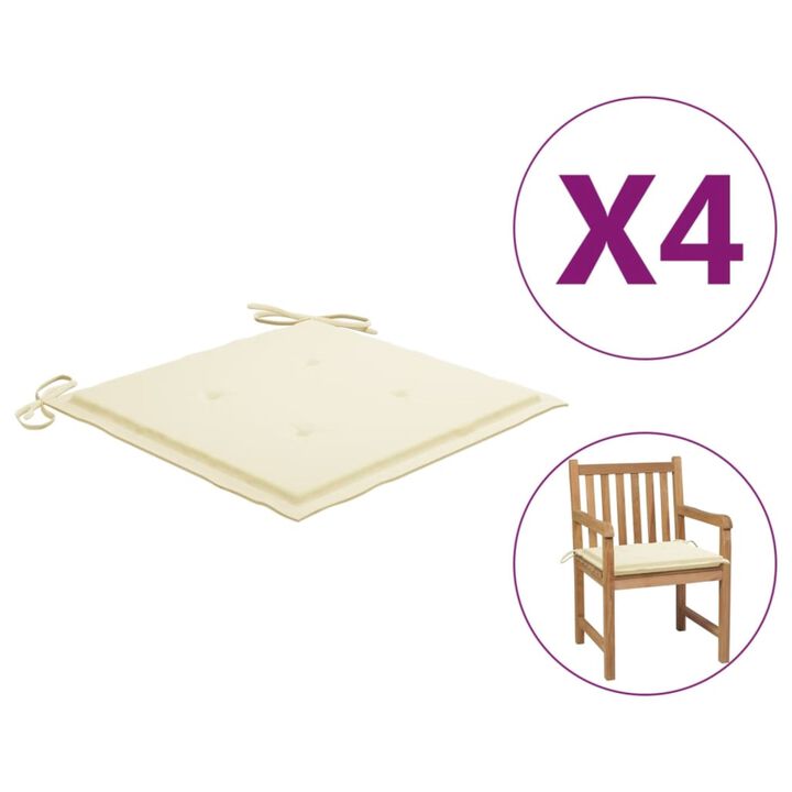 vidaXL Garden Chair Cushions 4 pcs Cream 19.7"x19.7"x1.6" Fabric