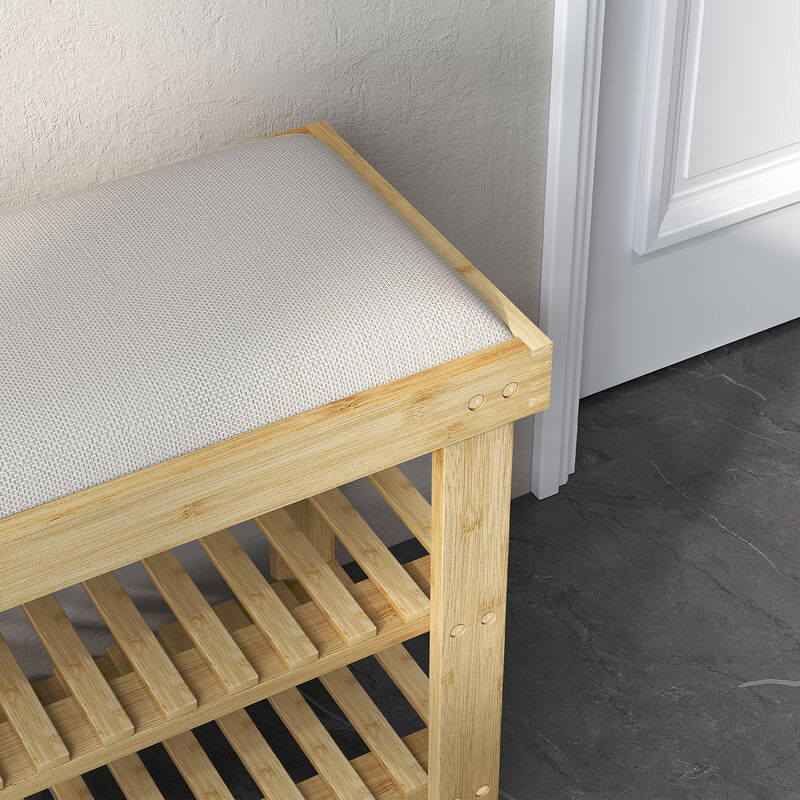 Hivvago Bamboo Shoe Organizer Bench for Entryway image number 7