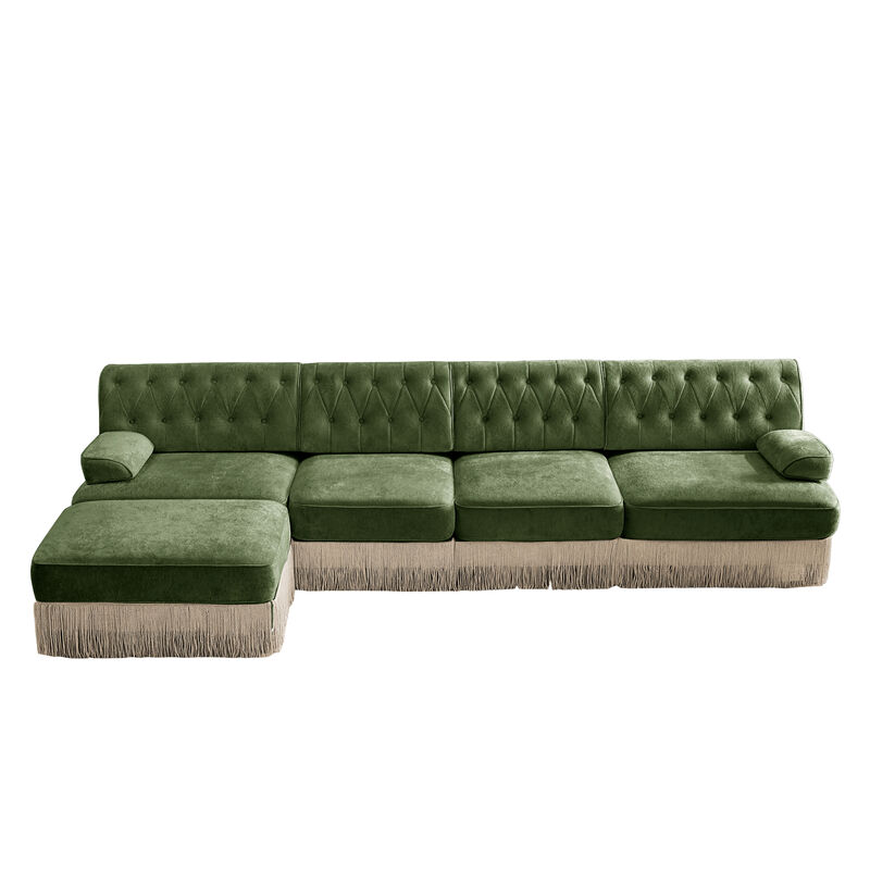 Gabwi 135" L Shaped Velvet Sectional image number 0
