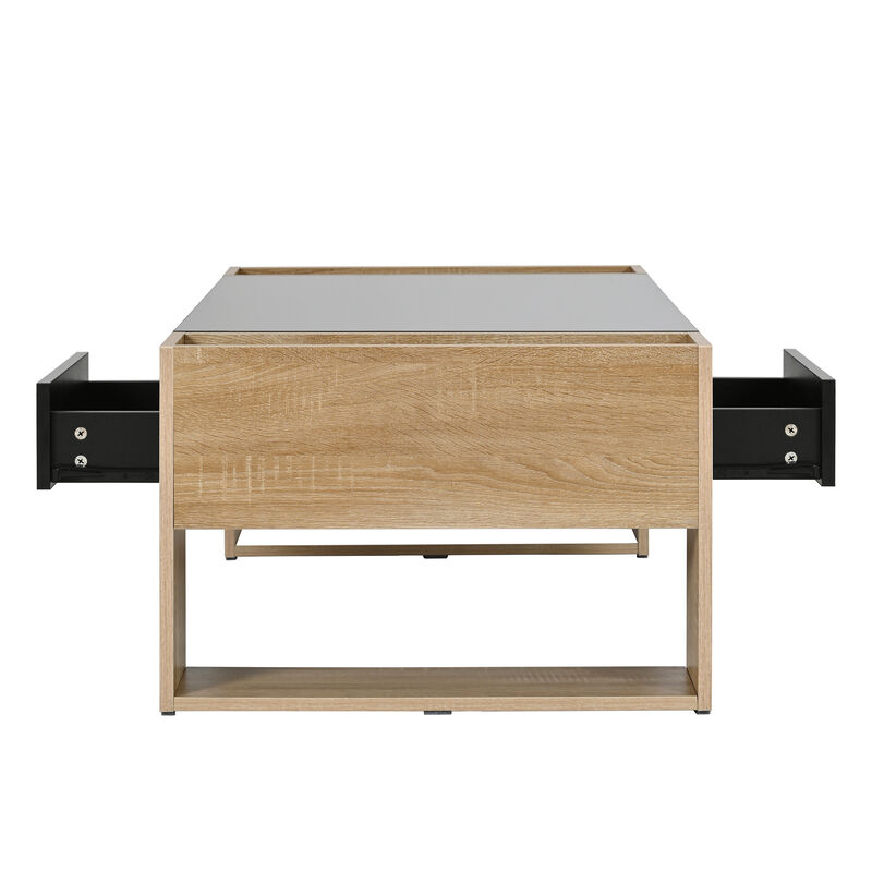 Merax High Glossy Coffee Table with 2 Drawers
