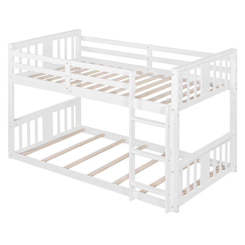 Whisen Twin Over Twin Bunk Bed with Ladder - White
