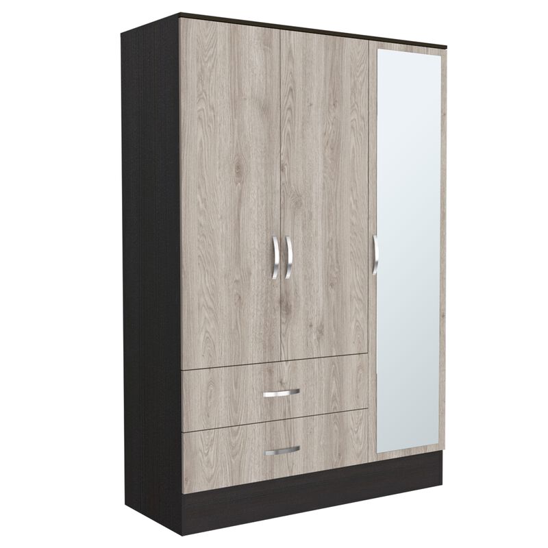 Mirrored Armoire Draggo, Bedroom, Black / Light Gray