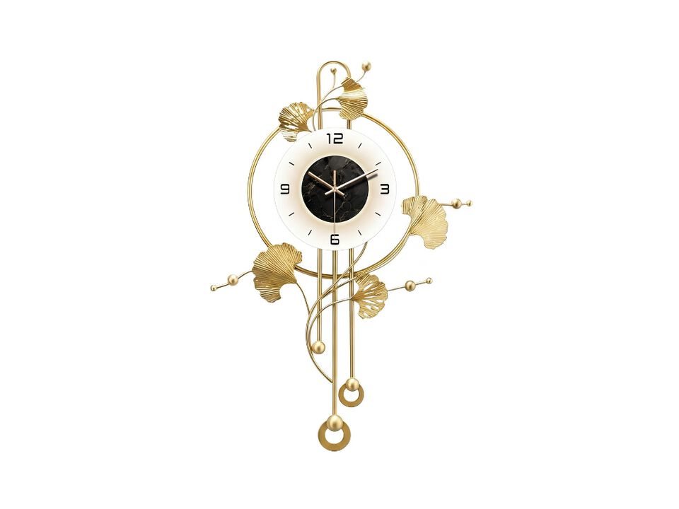 28" x 18" Large Gold Wall Clock - Battery Operated Modern Wall Art for Living Room & Office