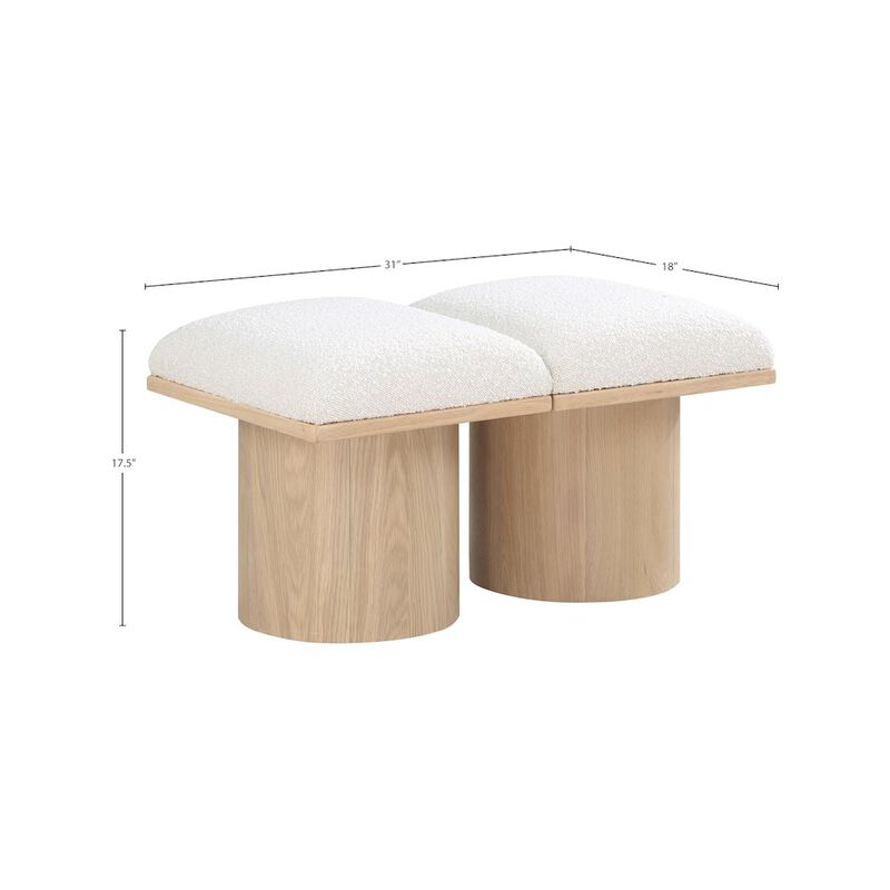 Meridian Furniture Pavilion Cream Boucle Fabric Bench