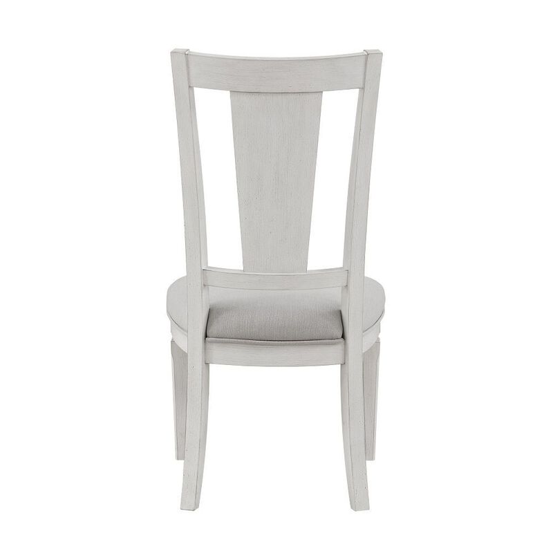 Kate 24 Inch Side Dining Chair Set of 2, Light Gray Linen, White Wood Frame - Benzara